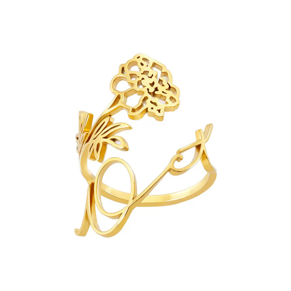 Wholesale Jewelry Stainless Steel Ring With Letters Numbers Text Electroplated
