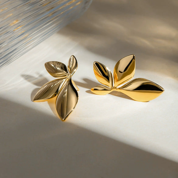 Wholesale Jewelry Stainless Steel Rotating Gold Blade Earrings Geometric Pattern Electroplated For Women