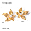 Wholesale Jewelry Stainless Steel Rotating Gold Blade Earrings Geometric Pattern Electroplated For Women