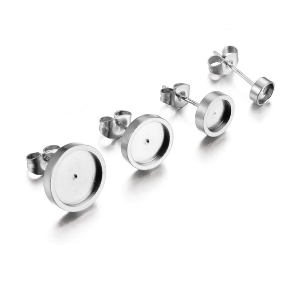 Wholesale Jewelry Stainless Steel Round Disc Earrings Material With Welding Pin And Electroplating