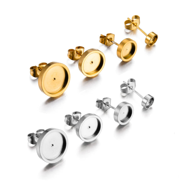 Wholesale Jewelry Stainless Steel Round Disc Earrings Material With Welding Pin And Electroplating