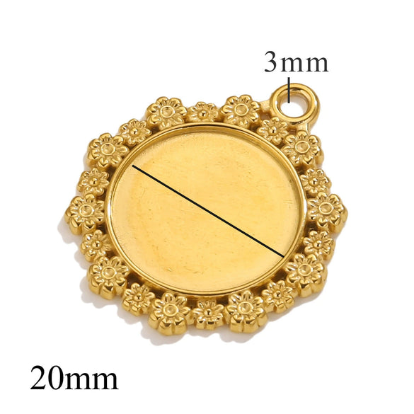 Wholesale Jewelry Stainless Steel Round Pendant Handmade Vacuum Plated Geometric Style