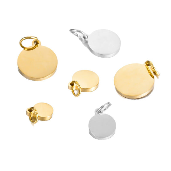 Wholesale Jewelry Stainless Steel Round Pendant Ring Mirror Polished Electroplated Diy Accessories