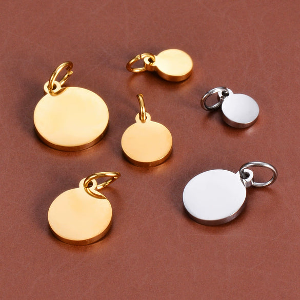 Wholesale Jewelry Stainless Steel Round Pendant Ring Mirror Polished Electroplated Diy Accessories