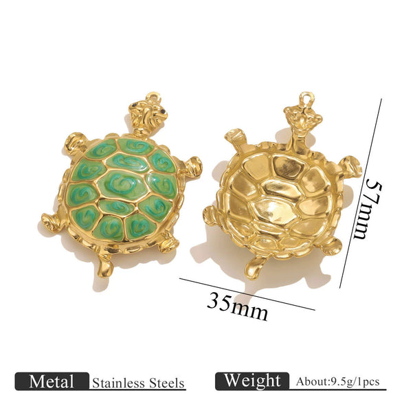 Wholesale Jewelry Stainless Steel Sea Turtle Pendant With Oil Drop Design And Electroplating Process