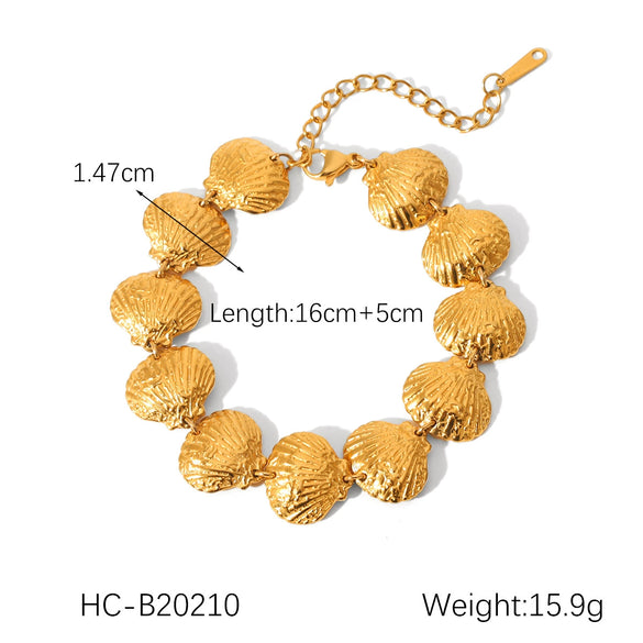 Wholesale Jewelry Stainless Steel Shell Chain Geometric Style Electroplating Women's Necklace Bracelet