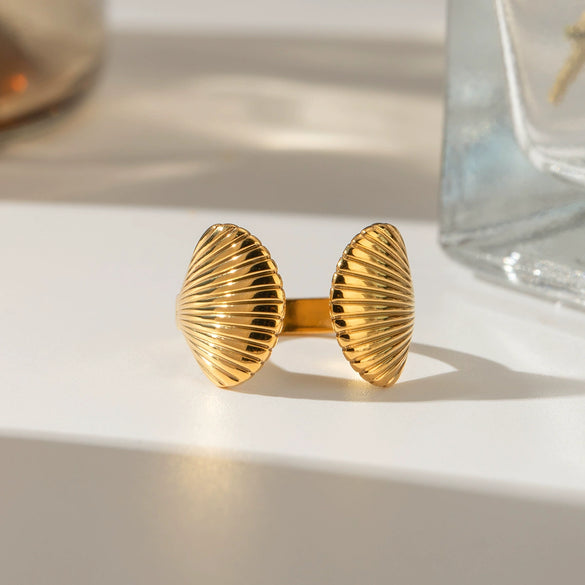 Wholesale Jewelry Stainless Steel Shell Open Ring French Retro Style Electroplating