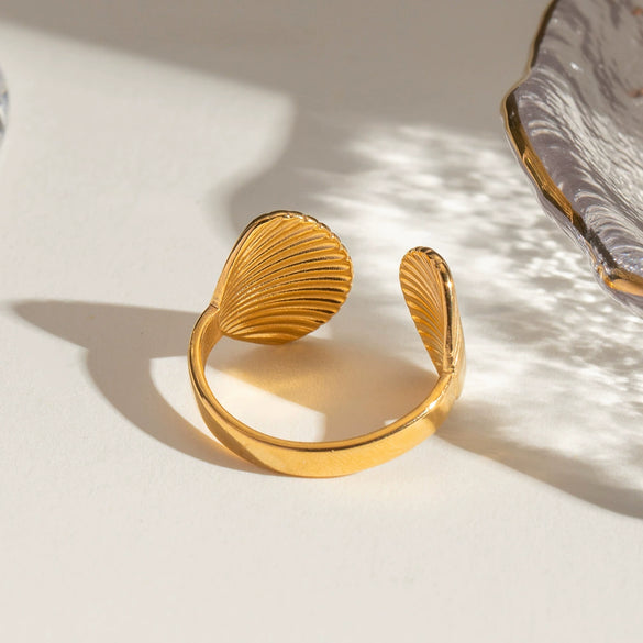 Wholesale Jewelry Stainless Steel Shell Open Ring French Retro Style Electroplating