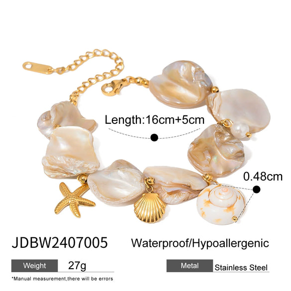 Wholesale Jewelry Stainless Steel Shell Starfish Conch Pendant Bracelet Necklace For Women With Electroplating