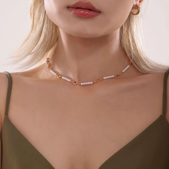 Wholesale Jewelry Stainless Steel Shell Zircon Bead Clavicle Necklace Bracelet Light Luxury Electroplated