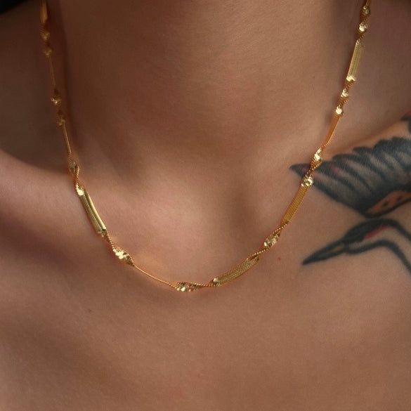 Wholesale Jewelry Stainless Steel Snake Bone Chain Geometric Electroplating Design Unisex Minimalist Style