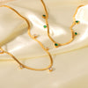 Wholesale Jewelry Stainless Steel Snake Bone Chain Set With Round Zircon Geometric Style For Women