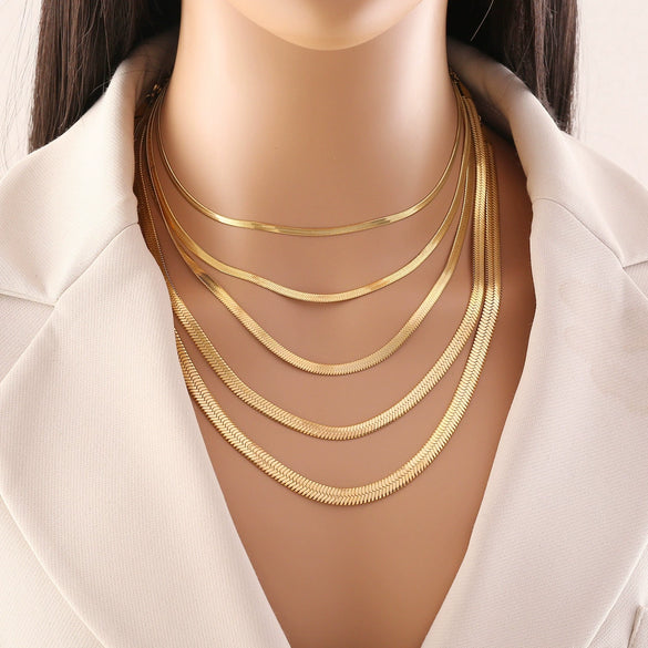 Wholesale Jewelry Stainless Steel Snake Chain Clavicle Necklace Electroplated