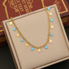 Wholesale Jewelry Stainless Steel Star Moon Dripping Oil Pendant Necklace For Women Chopin Chain