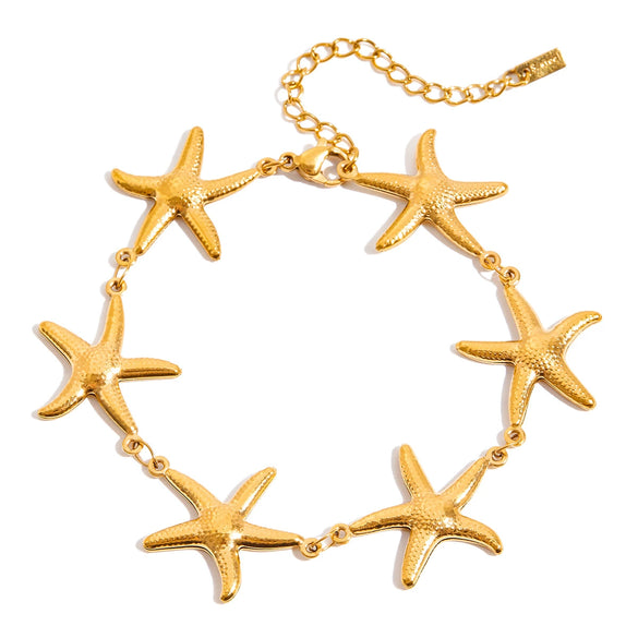 Wholesale Jewelry Stainless Steel Star Shape Handstitched Electroplated Simple Style Women's Bracelets