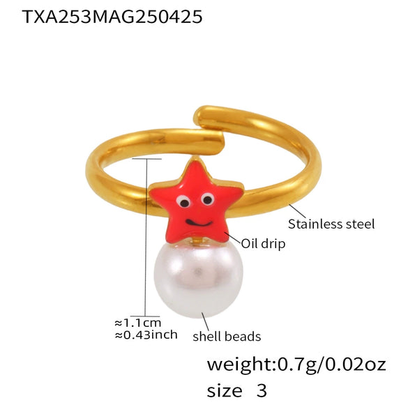 Wholesale Jewelry 316L Stainless Steel Starfish Beads Electroplating Necklace Bracelet Earrings Ring For Girls