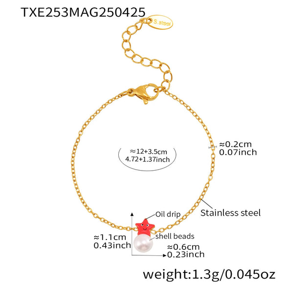 Wholesale Jewelry 316L Stainless Steel Starfish Beads Electroplating Necklace Bracelet Earrings Ring For Girls