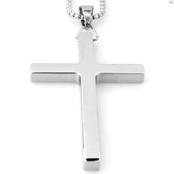 Wholesale Jewelry Stainless Steel Titanium Steel Cross Pendant Necklace For Men With Electroplating