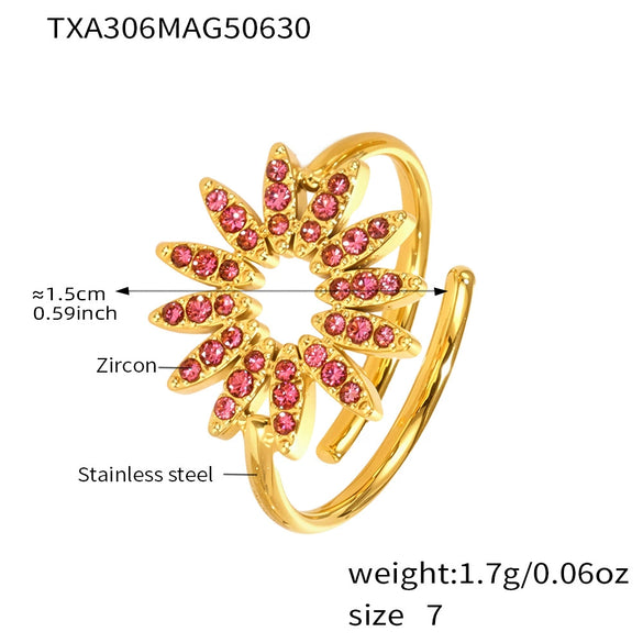 Wholesale Jewelry 316L Stainless Steel 316L Stainless Steel Electroplated Sunflower Style Necklace Bracelet Ring Set
