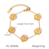 Wholesale Jewelry Stainless Steel Titanium Steel Fivepetal Flower Geometric Electroplated Women's Light Luxury Allmatch Necklace Bracelet