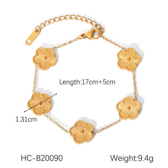 Wholesale Jewelry Stainless Steel Titanium Steel Fivepetal Flower Geometric Electroplated Women's Light Luxury Allmatch Necklace Bracelet
