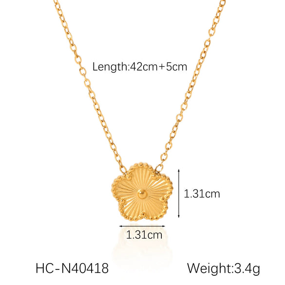 Wholesale Jewelry Stainless Steel Titanium Steel Fivepetal Flower Geometric Electroplated Women's Light Luxury Allmatch Necklace Bracelet