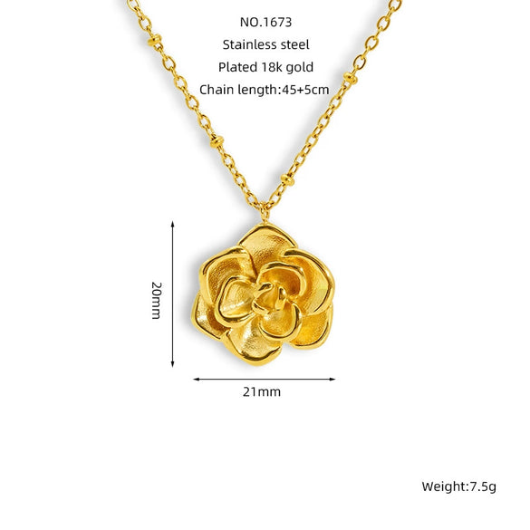 Wholesale Jewelry Stainless Steel Titanium Steel Flower Cross Chain Electroplated Earrings And Necklace