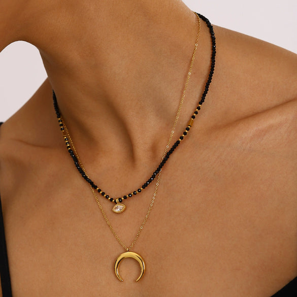 Wholesale Jewelry Stainless Steel Titanium Steel Geometric Bead Necklace Electroplating