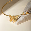 Wholesale Jewelry Stainless Steel Titanium Steel Geometric Butterfly Hanging Pearl Pendant Collar