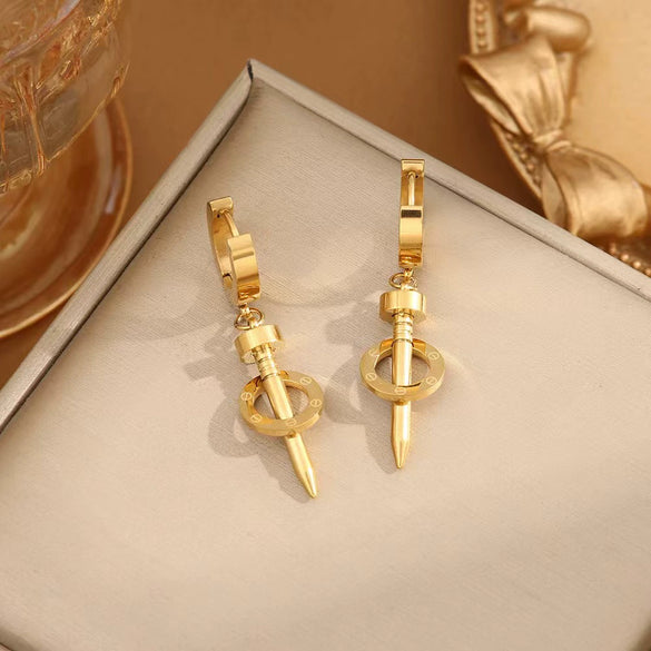 Wholesale Jewelry Stainless Steel Titanium Steel Geometric Electroplated Earringsnecklaces Set For Women