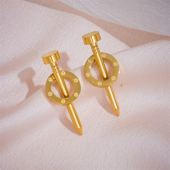 Wholesale Jewelry Stainless Steel Titanium Steel Geometric Electroplated Earringsnecklaces Set For Women