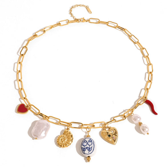 Wholesale Jewelry Stainless Steel Titanium Steel Geometric Electroplating Original Design Necklace For Women