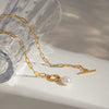 Wholesale Jewelry Stainless Steel Titanium Steel Geometric Otter Buckle Pearl Pendant Chain Necklace Electroplated