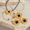 Wholesale Jewelry Stainless Steel Titanium Steel Geometric Quadrilateral Electroplated Women's Ring Earrings Necklace