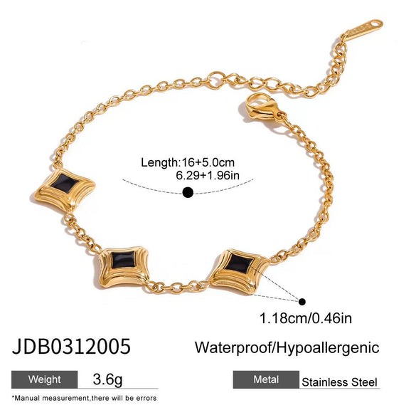 Wholesale Jewelry Stainless Steel Titanium Steel Geometric Quadrilateral Electroplated Women's Ring Earrings Necklace