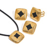Wholesale Jewelry Stainless Steel Titanium Steel Geometric Quadrilateral Electroplated Women's Ring Earrings Necklace