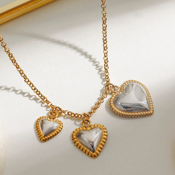 Wholesale Jewelry Stainless Steel Titanium Steel Heart Shape Electroplating Pendant Necklace