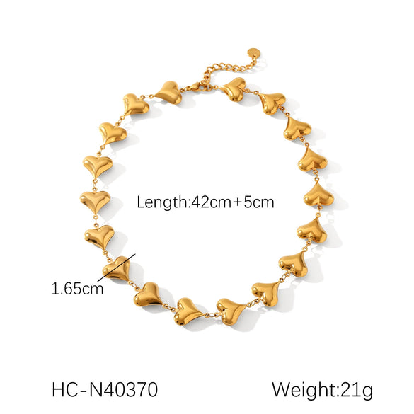 Wholesale Jewelry Stainless Steel Titanium Steel Love Heart Geometric Electroplated Necklace And Bracelet For Women