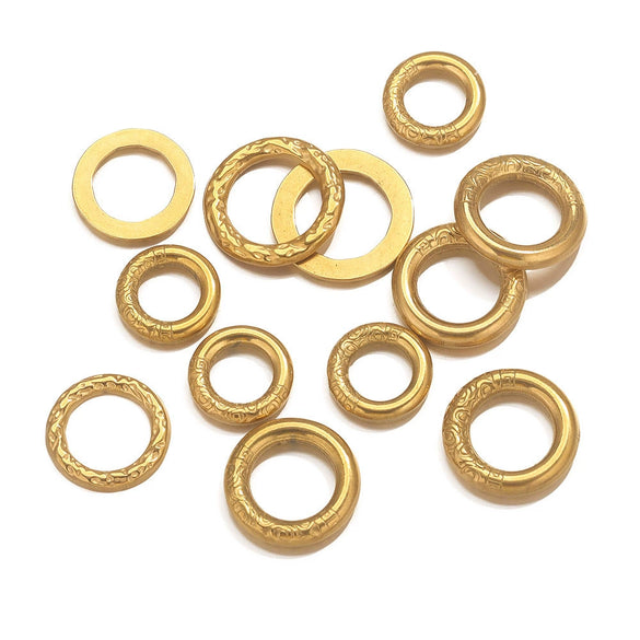 Wholesale Jewelry Stainless Steel Totem Pattern Vintage Ring Pendant Diy Earrings Making Accessories 18K Gold Electroplated