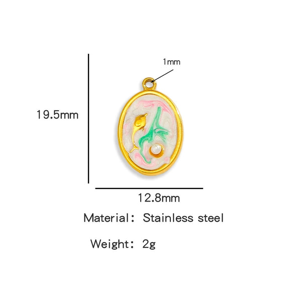 Wholesale Jewelry Stainless Steel Turtle Pendant With Dripping Oil Design For Female