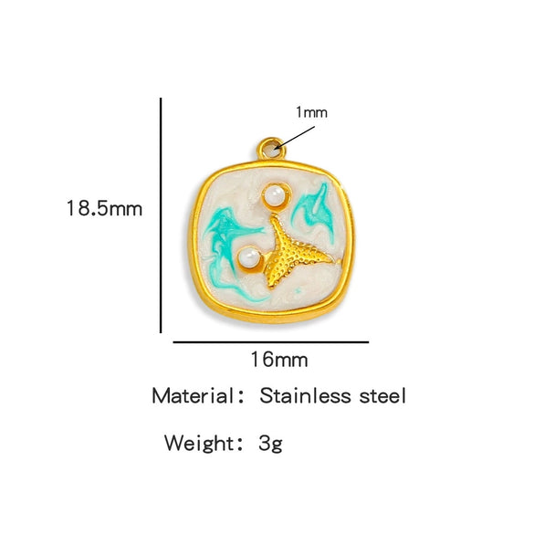 Wholesale Jewelry Stainless Steel Turtle Pendant With Dripping Oil Design For Female