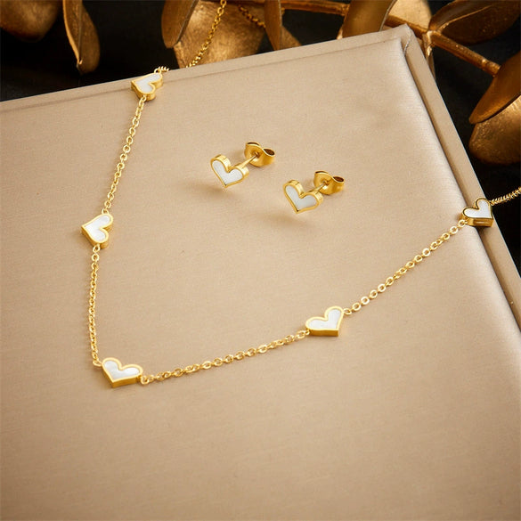 Wholesale Jewelry Stainless Steel Twopiece Set With Simple Design And Electroplating Include Necklace And Earrings
