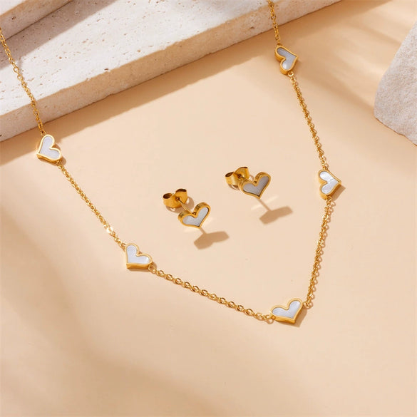 Wholesale Jewelry Stainless Steel Twopiece Set With Simple Design And Electroplating Include Necklace And Earrings