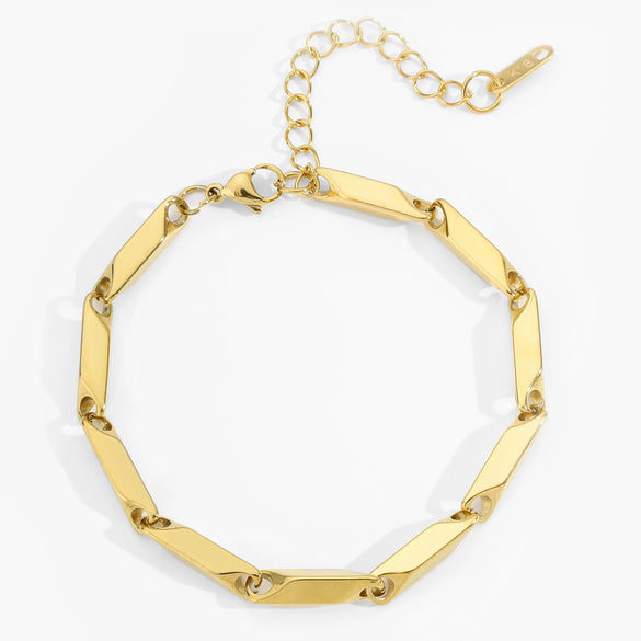 Wholesale Jewelry Stainless Steel Unisex Bracelet With Geometric Rhombus Elements And Electroplating Treatment