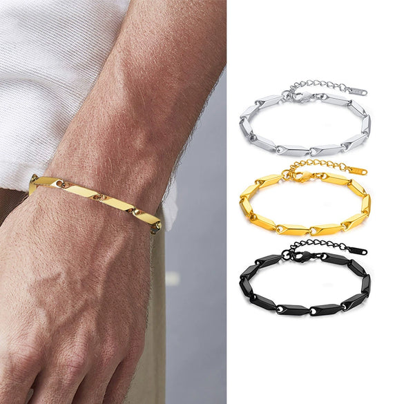 Wholesale Jewelry Stainless Steel Unisex Bracelet With Geometric Rhombus Elements And Electroplating Treatment