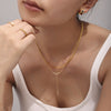Wholesale Jewelry 316L Stainless Steel Vshaped Tassel Long Strip Inlaid Zircon Electroplated Light Luxury Women's Clavicle Necklace Bracelet