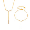 Wholesale Jewelry 316L Stainless Steel Vshaped Tassel Long Strip Inlaid Zircon Electroplated Light Luxury Women's Clavicle Necklace Bracelet