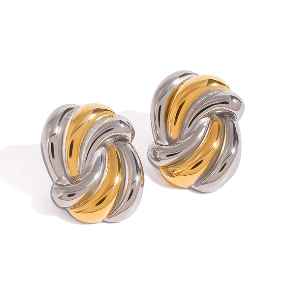 Wholesale Jewelry Stainless Steel Wave Electroplated Fashion Earrings