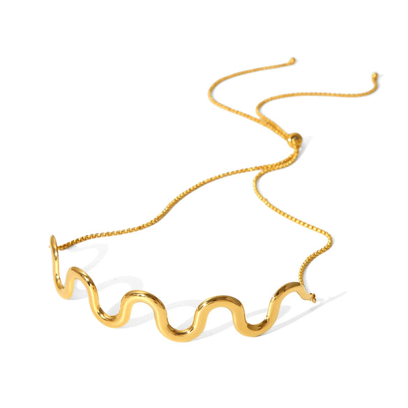 Wholesale Jewelry Stainless Steel Wave Geometric Electroplated Necklace For Women