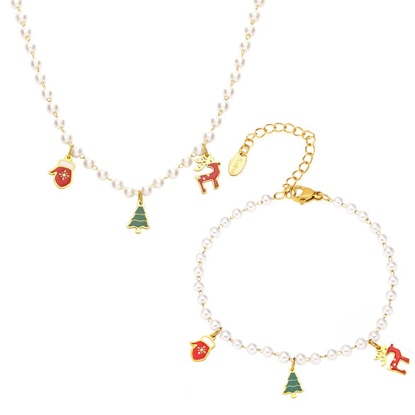 Wholesale Jewelry 316L Stainless Steel Weight Glaze Pendant Necklace And Bracelet Set With Fashion Creative Design And Electroplating Treatment